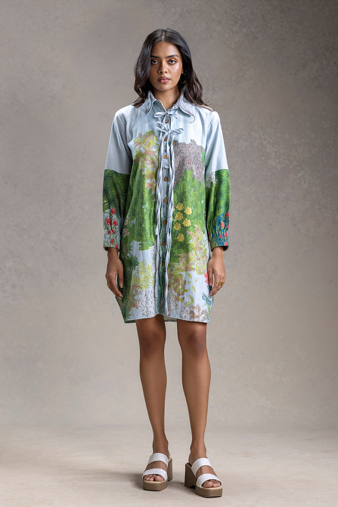 Blume Tie-Up Detailed Shirt Dress