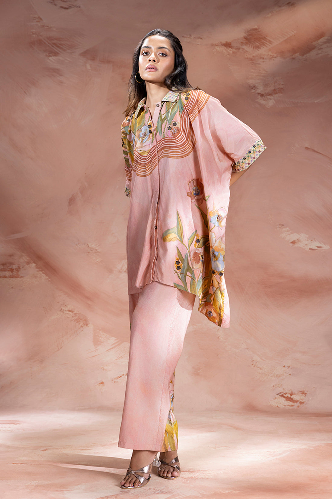 Zeya Embellished Kimono Tunic And Pants