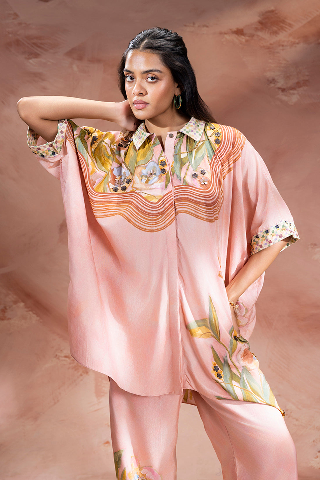Zeya Embellished Kimono Tunic And Pants
