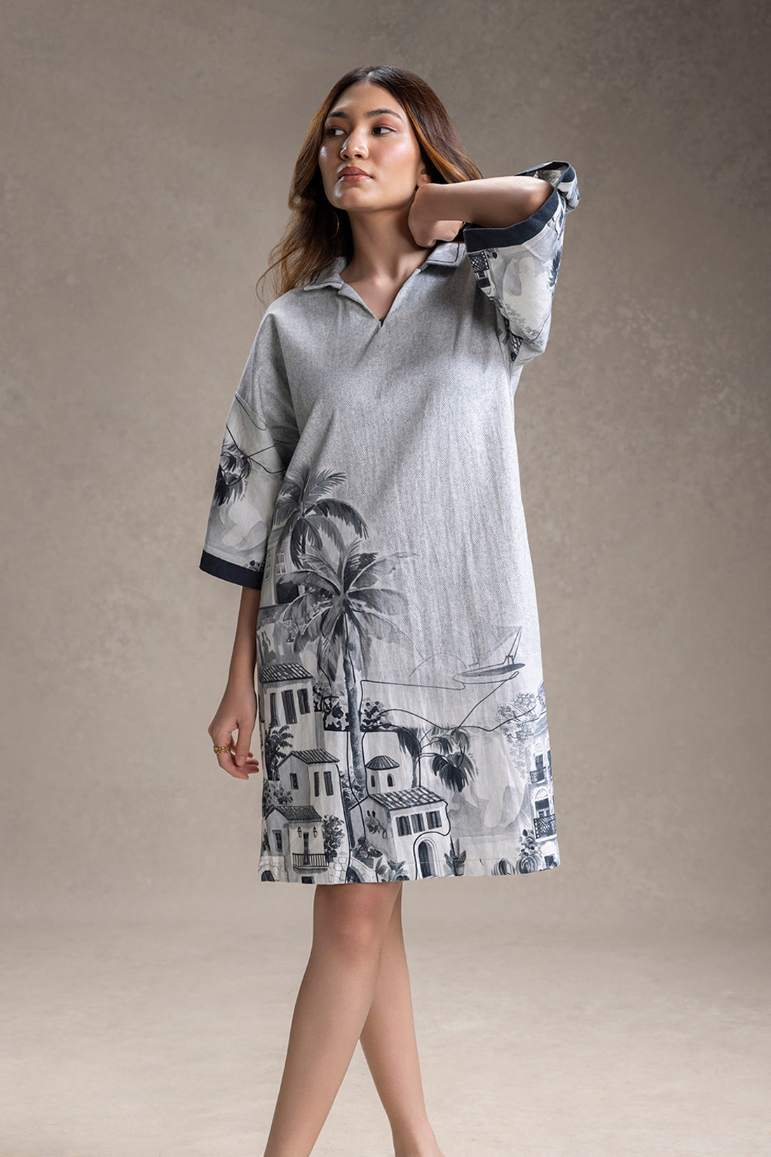 Reviera Printed Boxy Dress