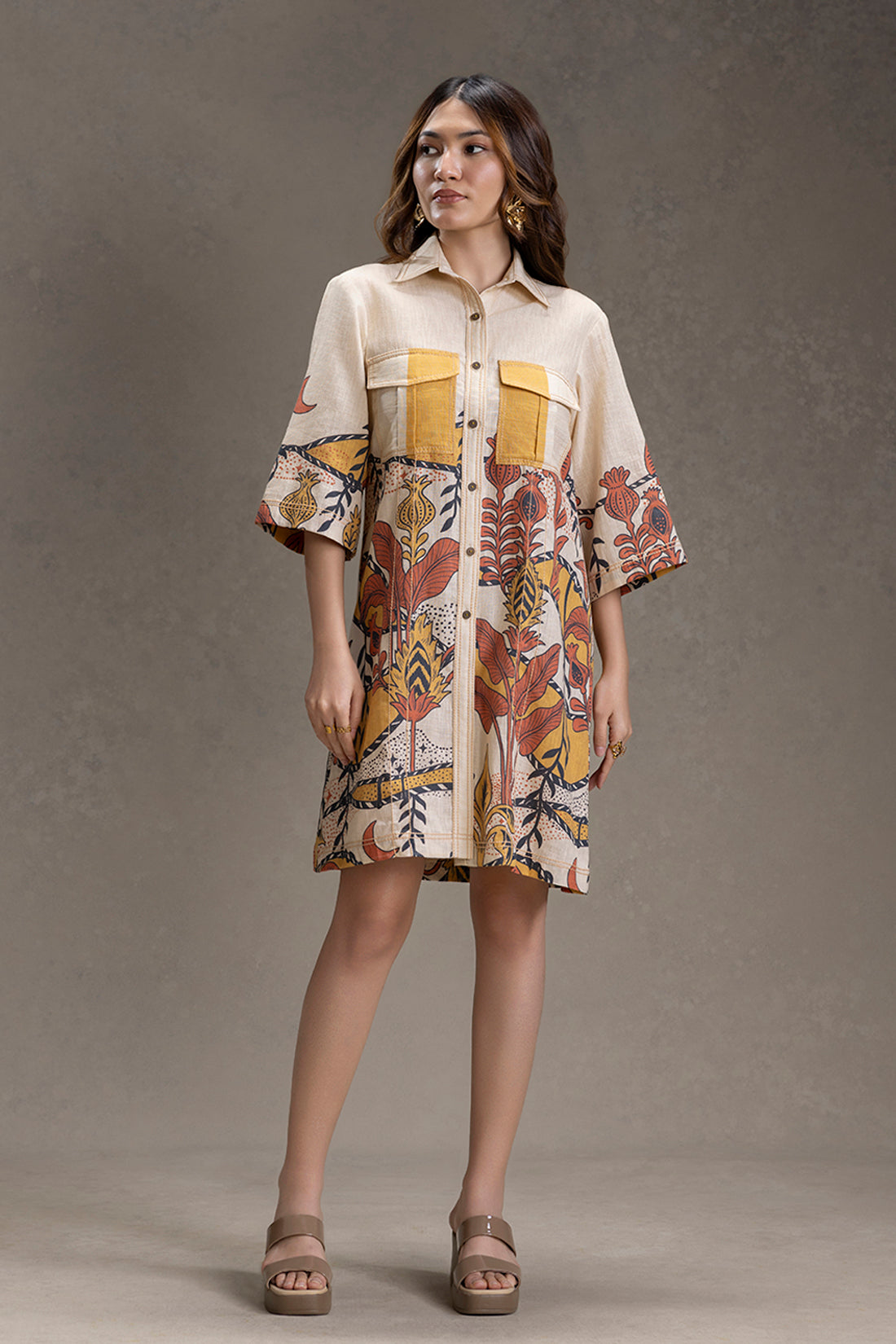 Naomi Printed Boxy Shirt Dress
