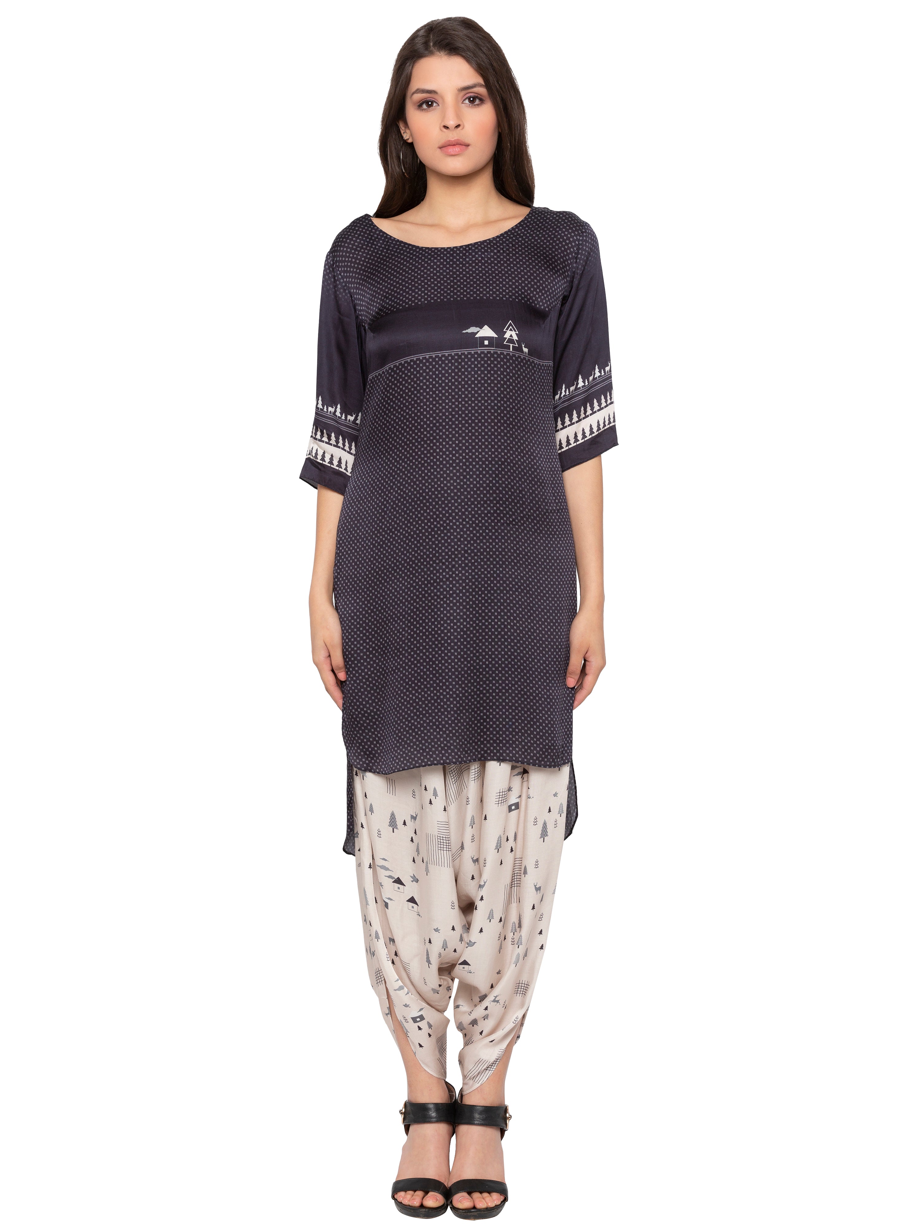 Tree Printed Top Paired With Dhoti Pants