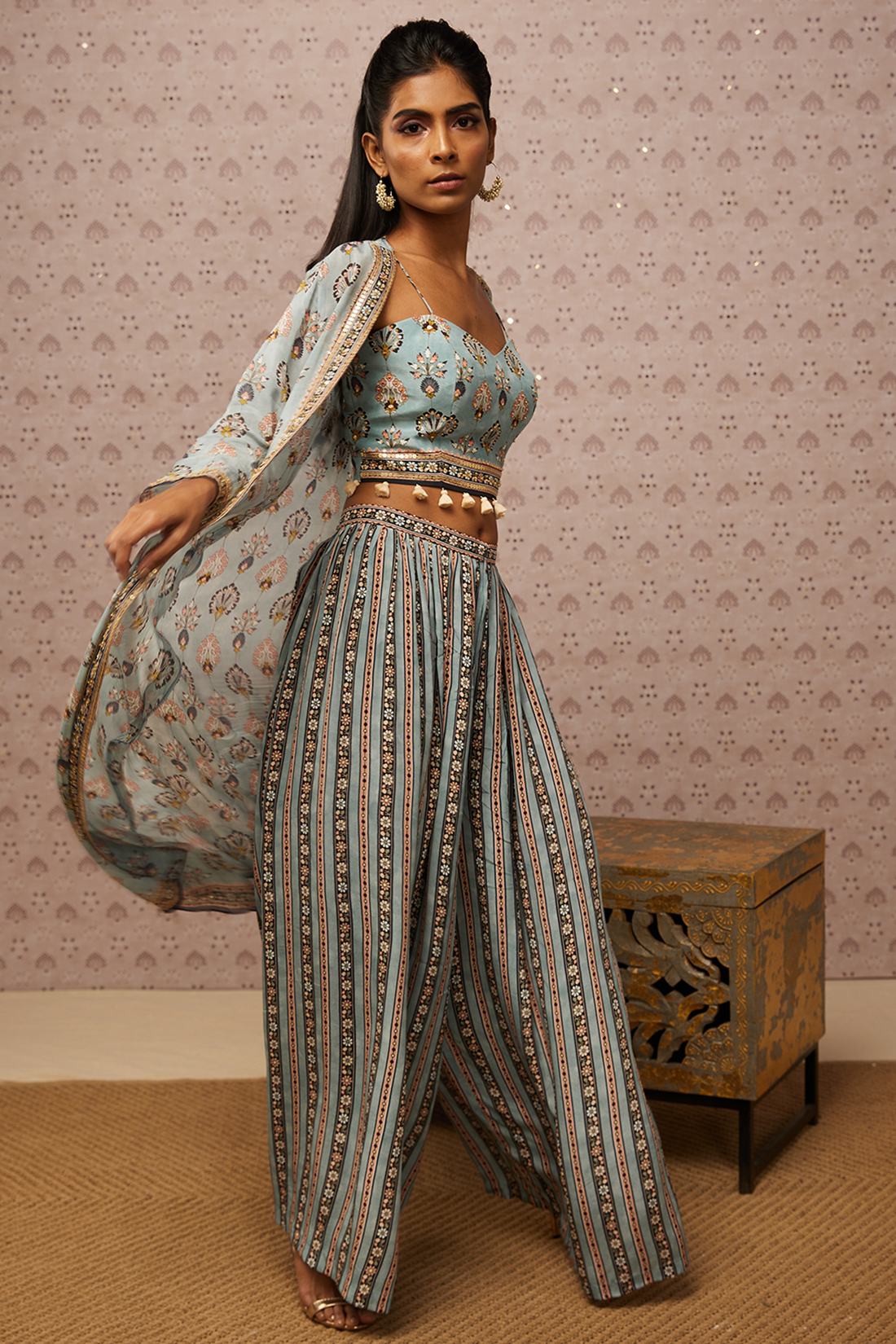Sarouk Embroidered Co-Ord Set With Jacket