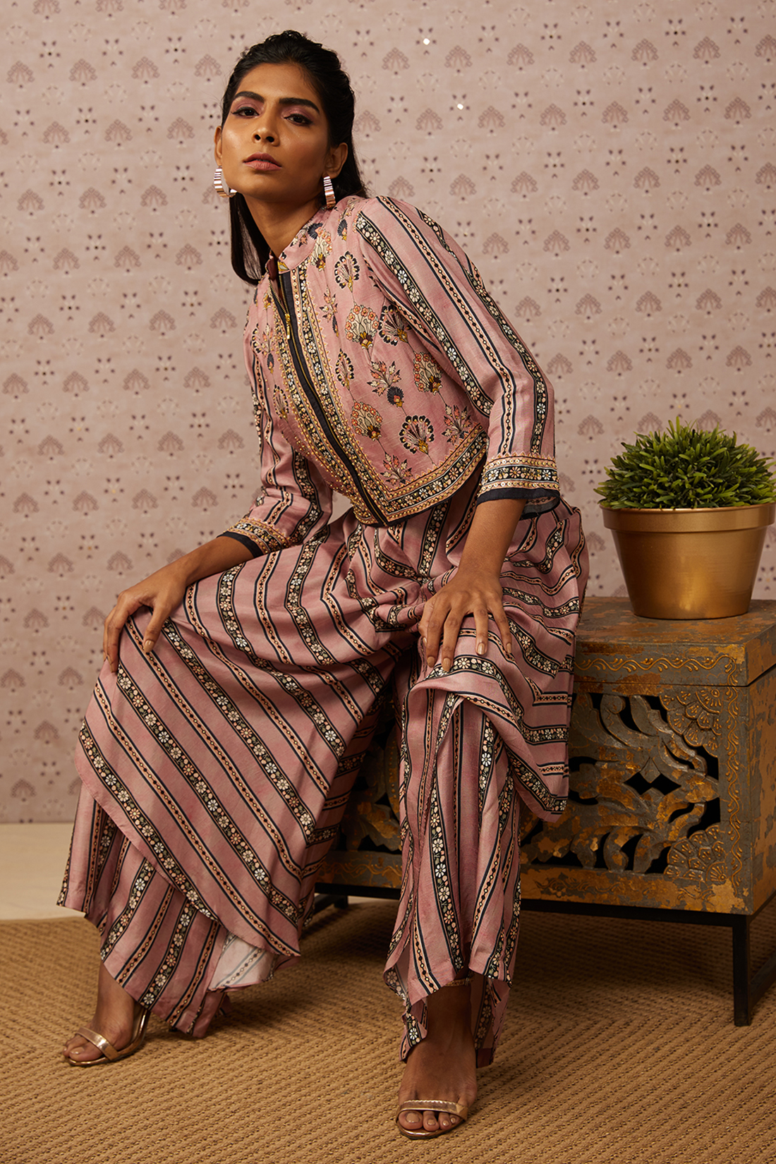 Sarouk Printed Layered Jumpsuit With Jacket