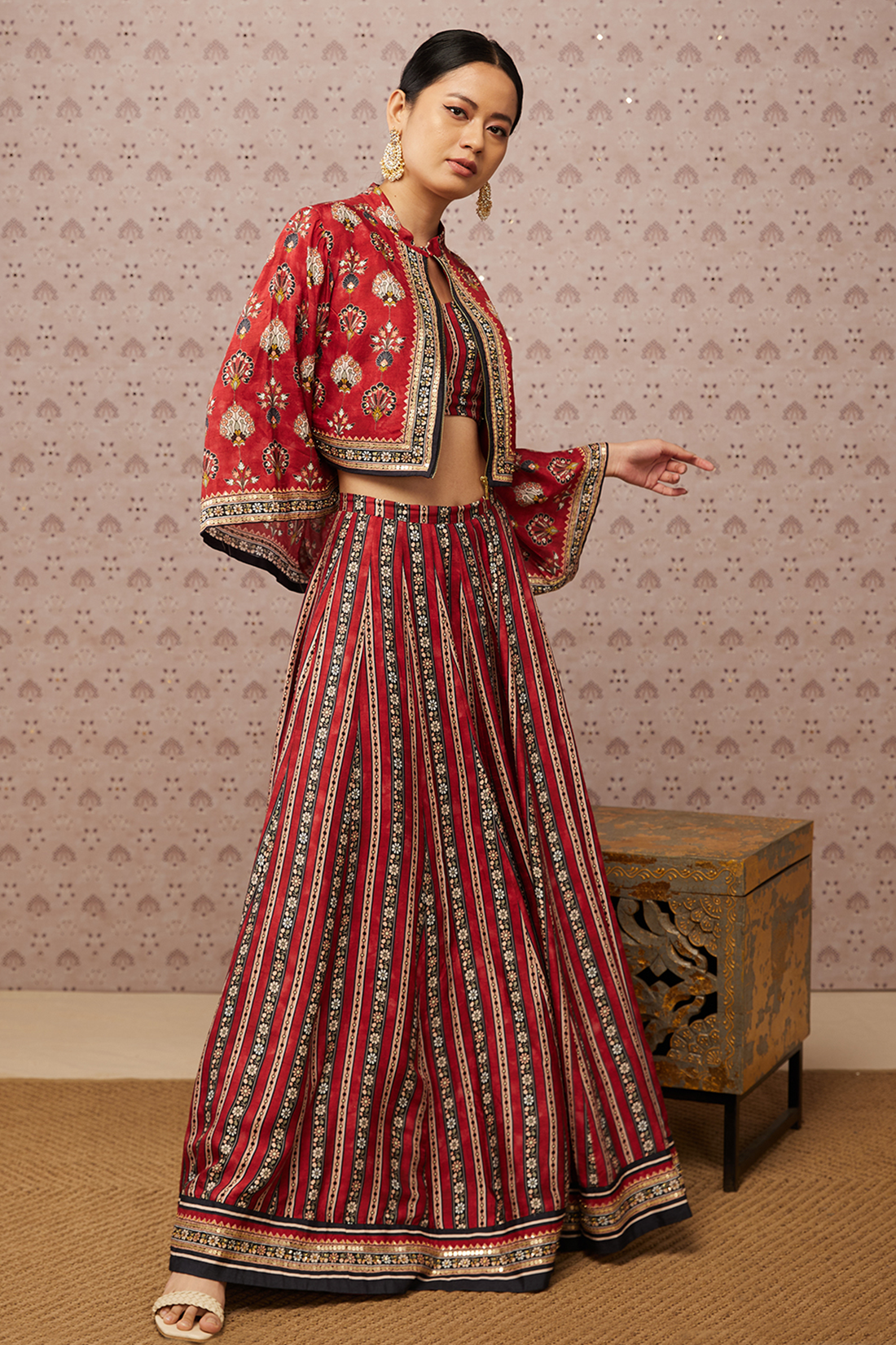 Sarouk Embroidered Lehenga Set With Jacket