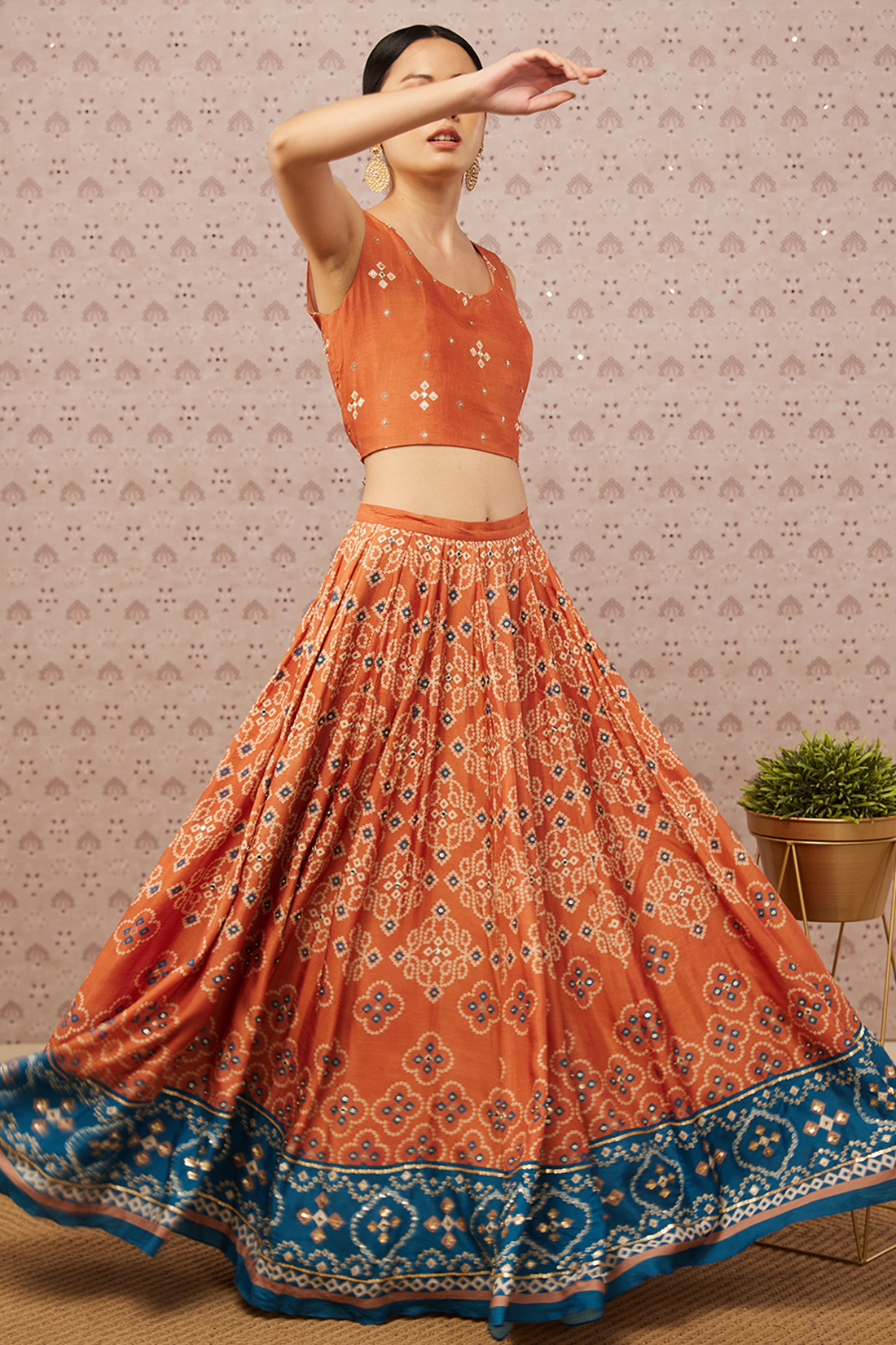 Bandhej Printed Lehenga Set With Dupatta