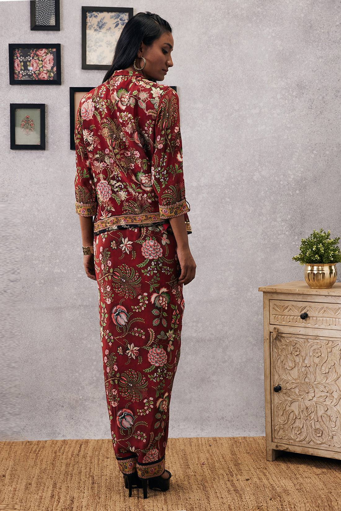 Mehr Printed Drape Dress With Jacket