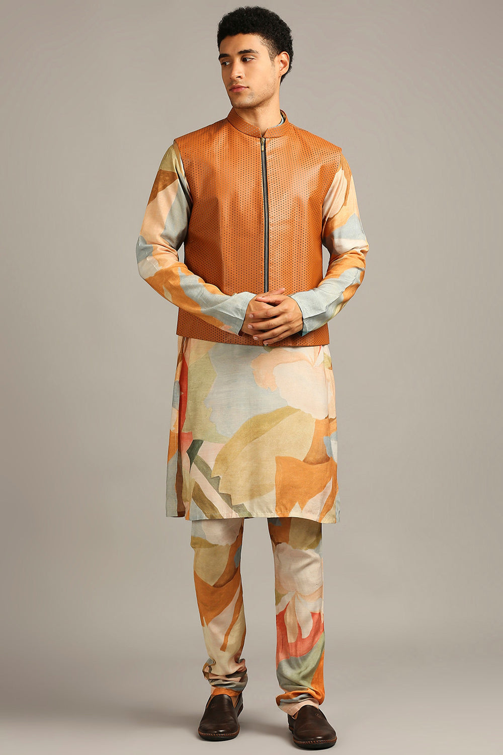 Conversational Printed Bundi With Kurta Set