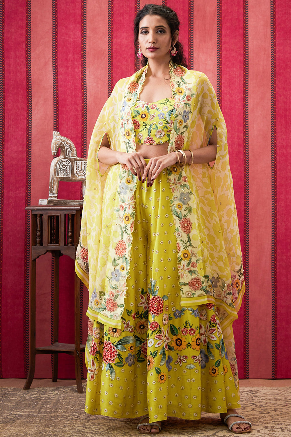 Gulista Embroidered Co-Ord Set With Cape