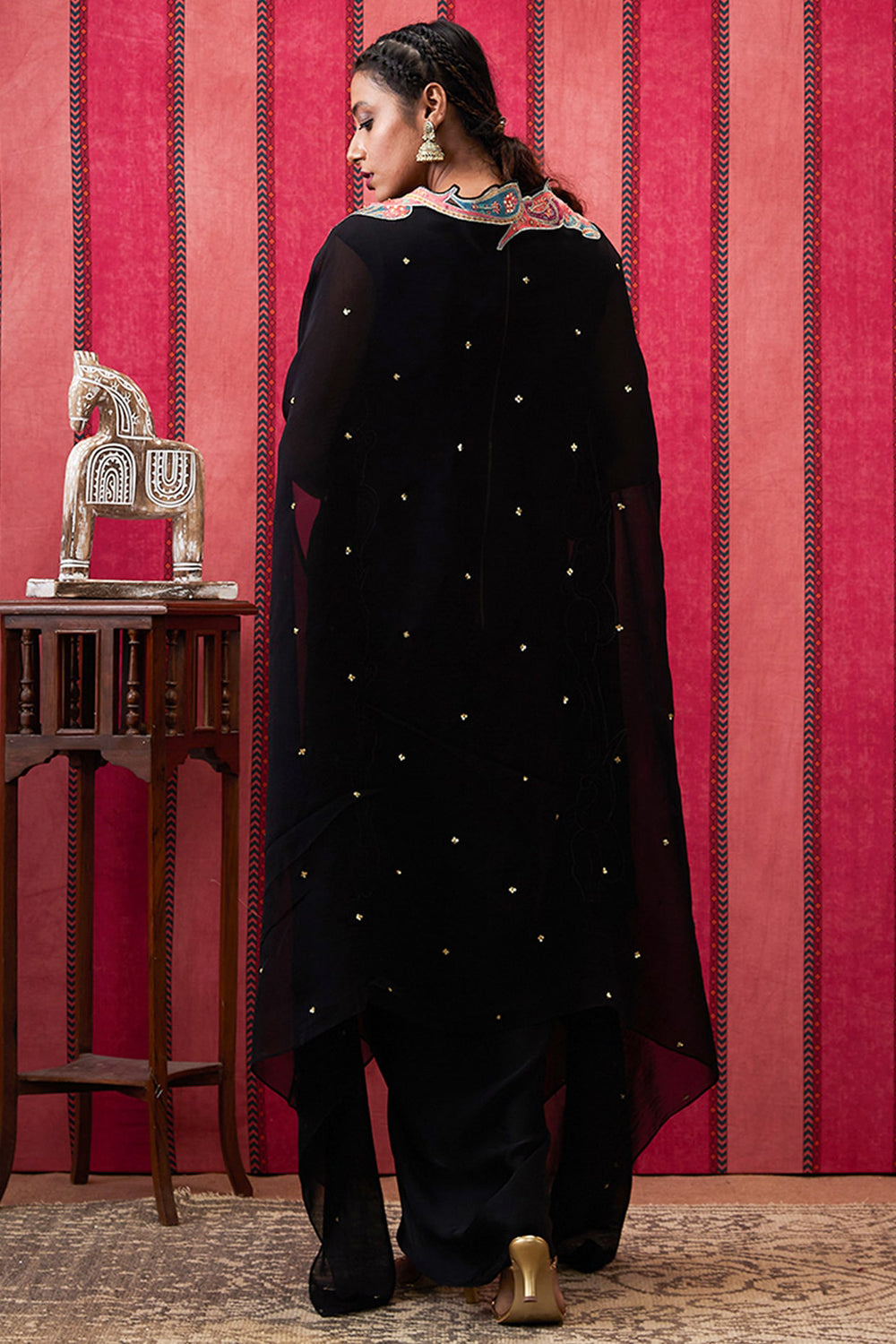 Qala Drape Dress With Applique Cape