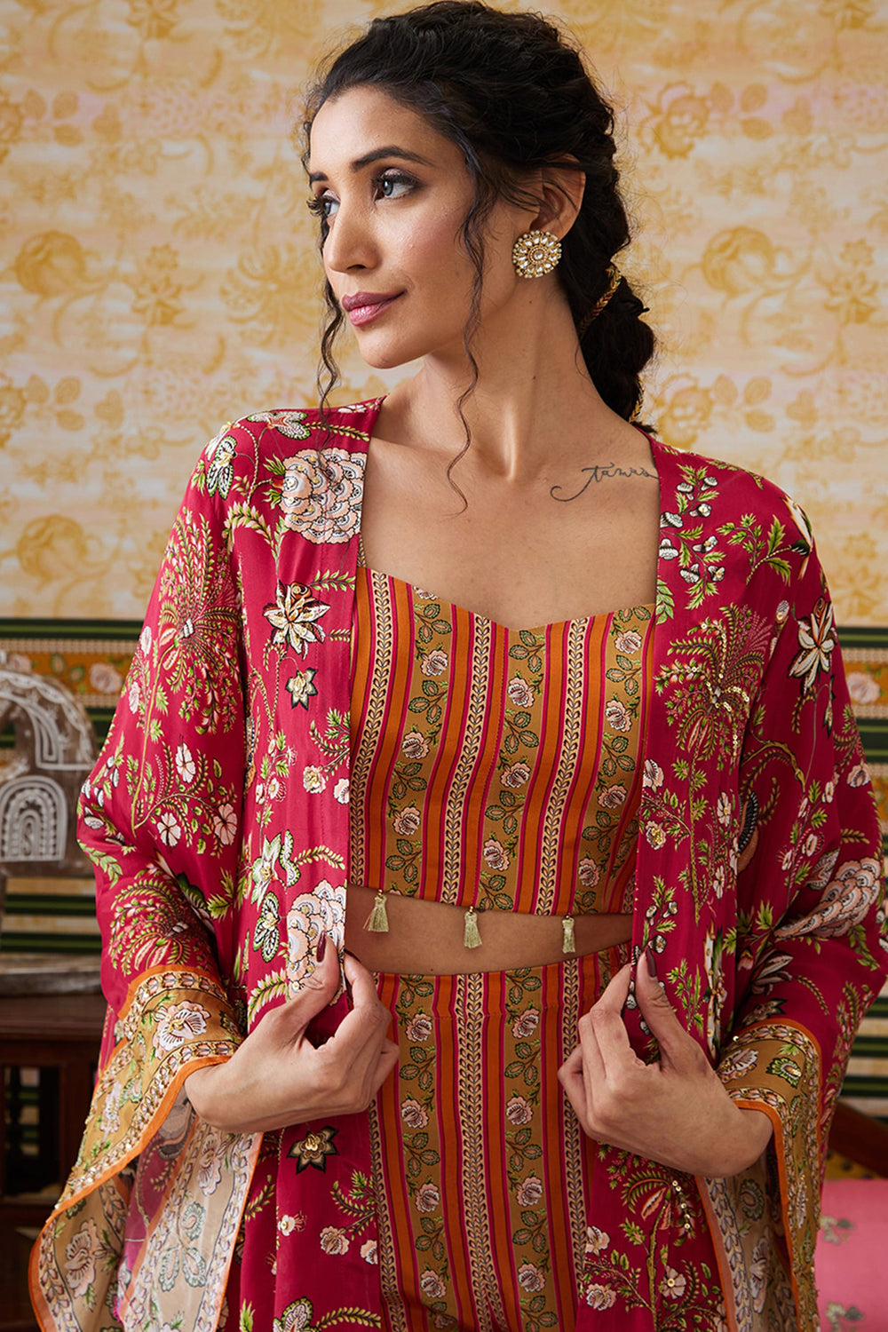 Mehr Printed Co-Or Set With Kimono Jacket