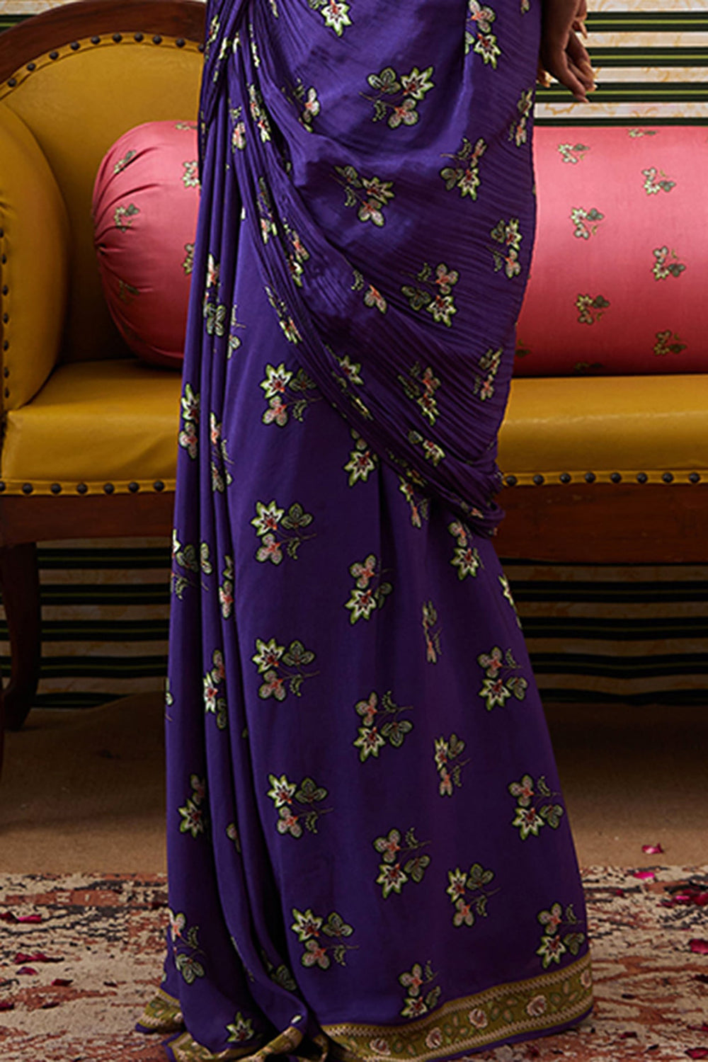 Mehr Embroidered Jacket With Drape Skirt