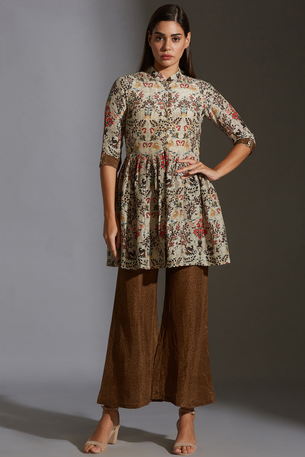 Qaleen Printed Peplum Top And Pinted Pants