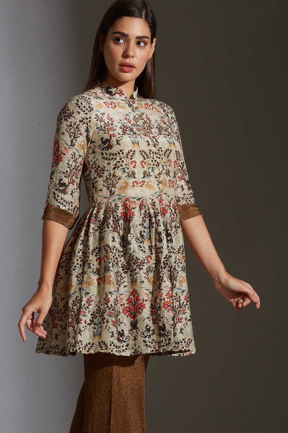 Qaleen Printed Peplum Top And Pinted Pants