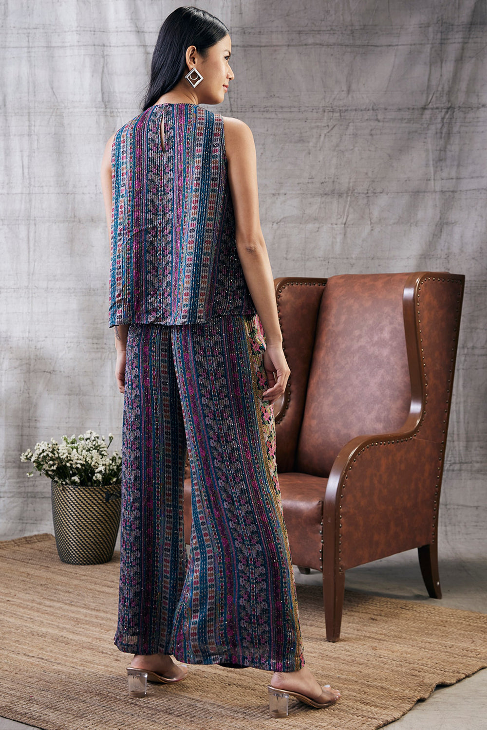 Ikaya Printed Sequin Co-Ord Set