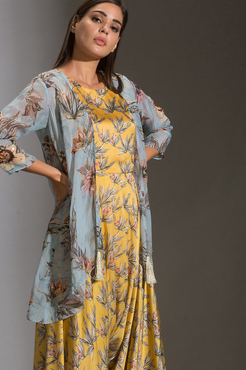 Anthia Floral Printed Dhoti Jumpsuit With Jacket