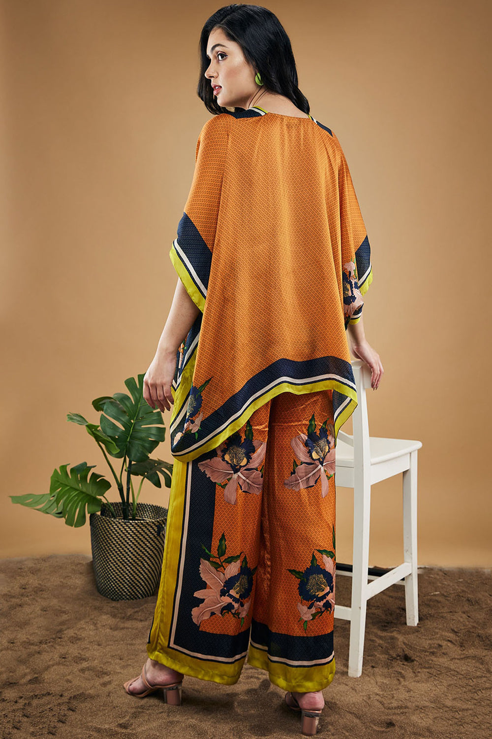 Orchid Bloom Printed Kimono Shirt With Pants