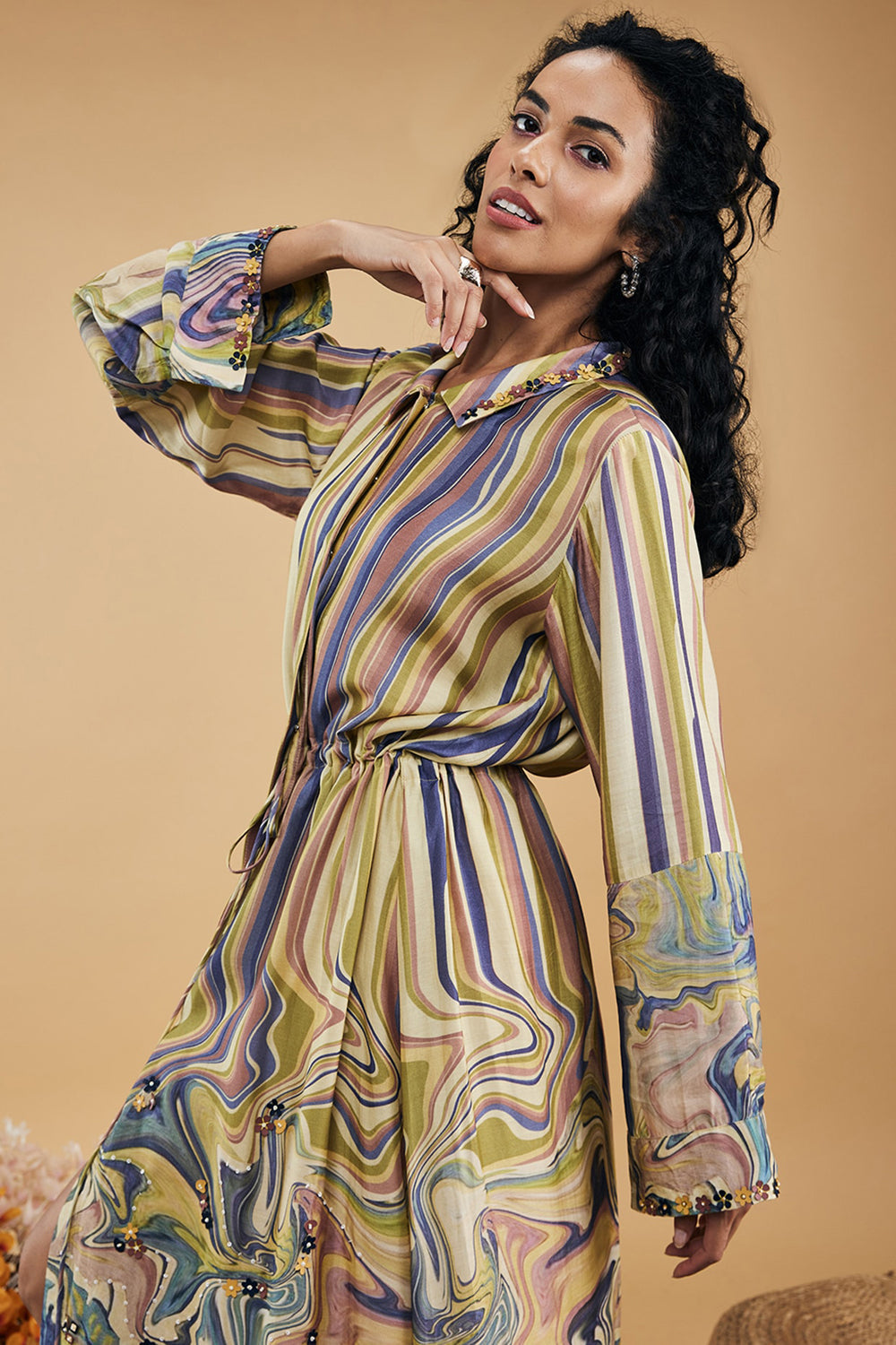 Marble Mosaic Printed Long Dress