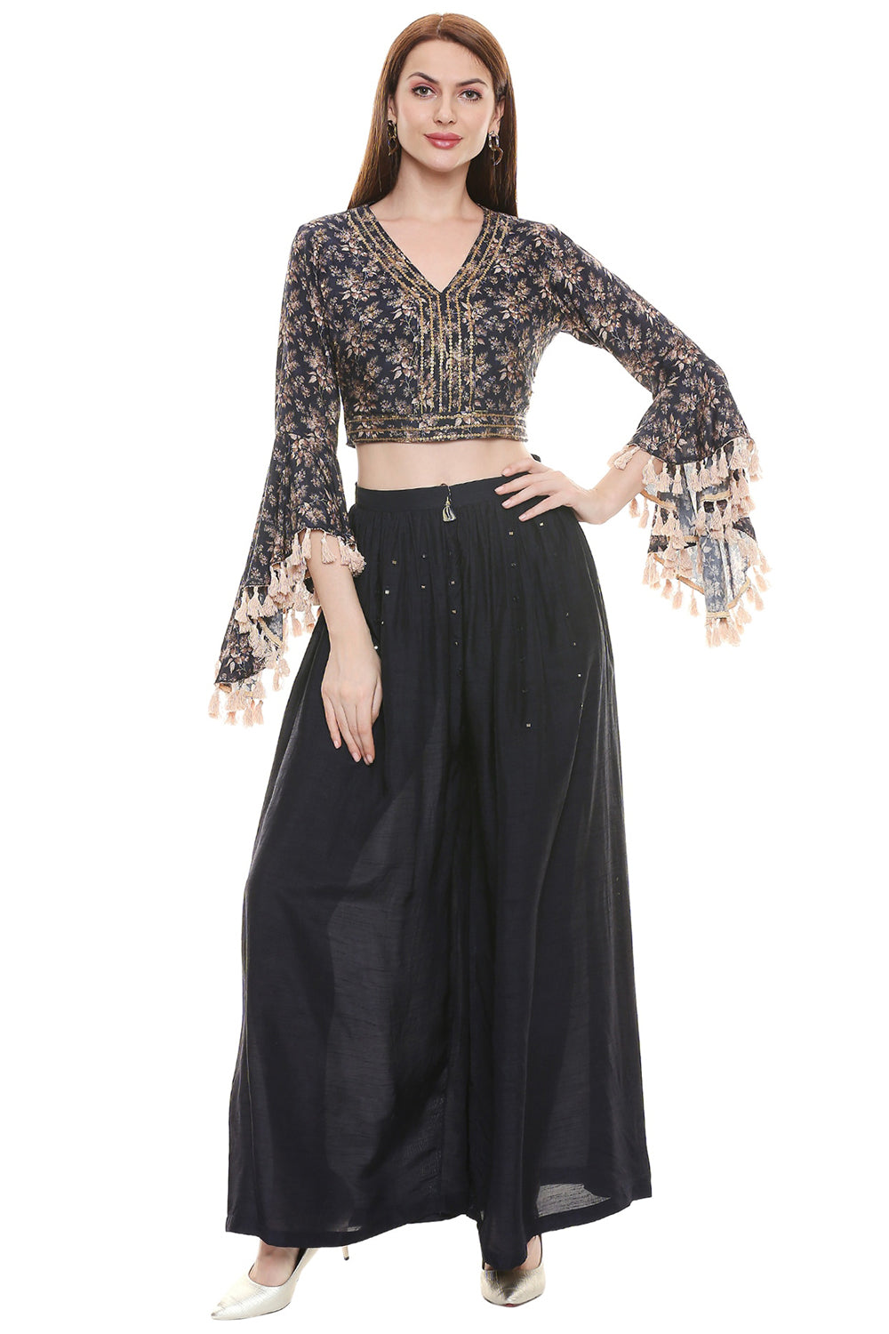 Applique Floral Printed Lehenga Set
