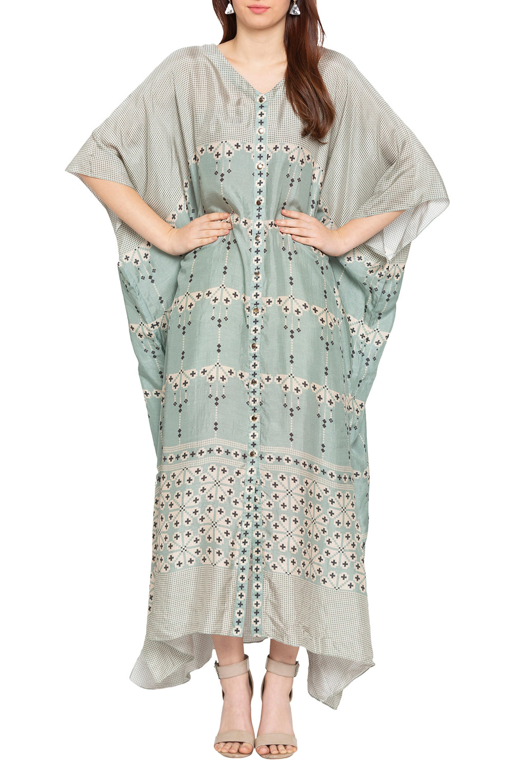 Azure Printed Long Kaftaan