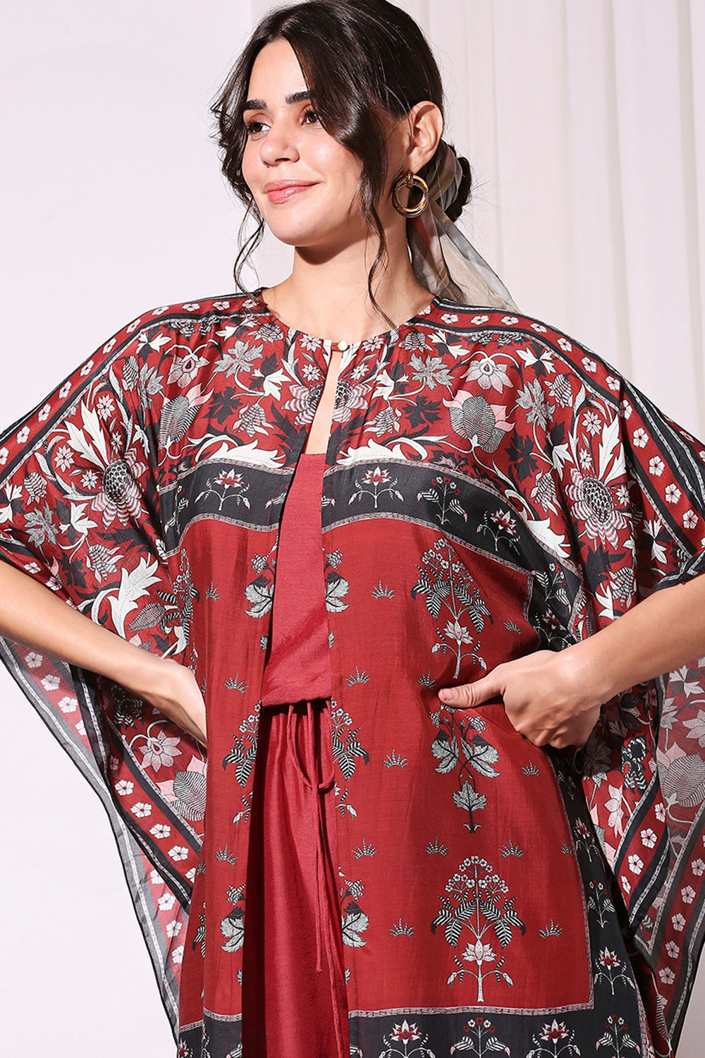 Jumpsuit Paired With Night Floral Kaftaan Jacket