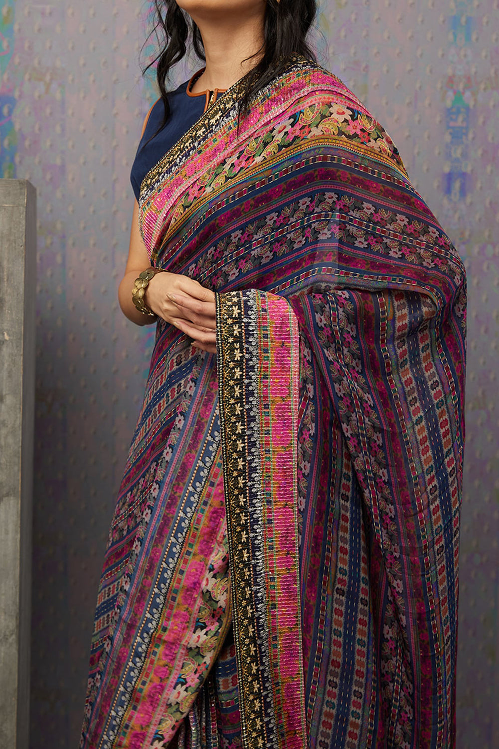 Ikaya Printed Pre-Stitched Saree With Blouse