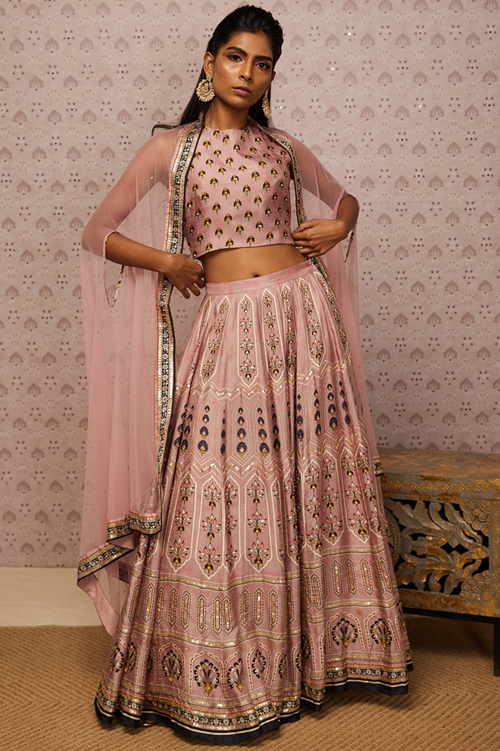 Sarouk Embroidered Lehenga With Dupatta