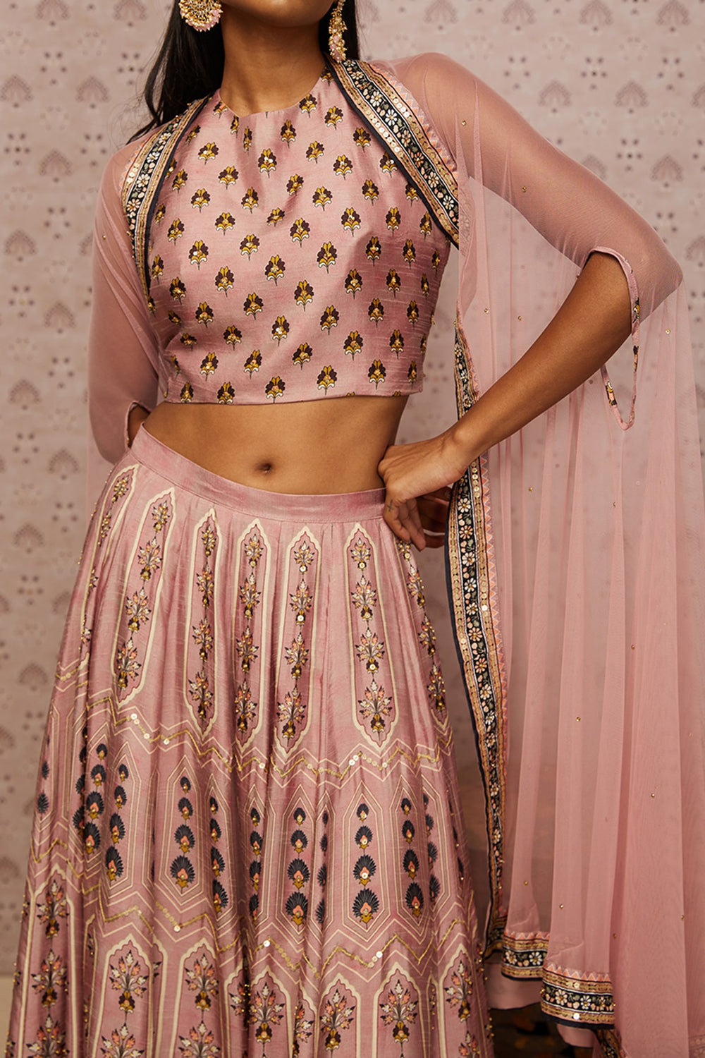 Sarouk Embroidered Lehenga With Dupatta