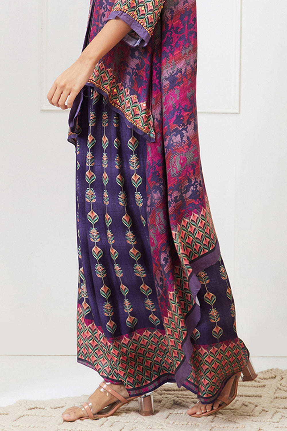 Adah Embroidered High-Low Shirt With Pant