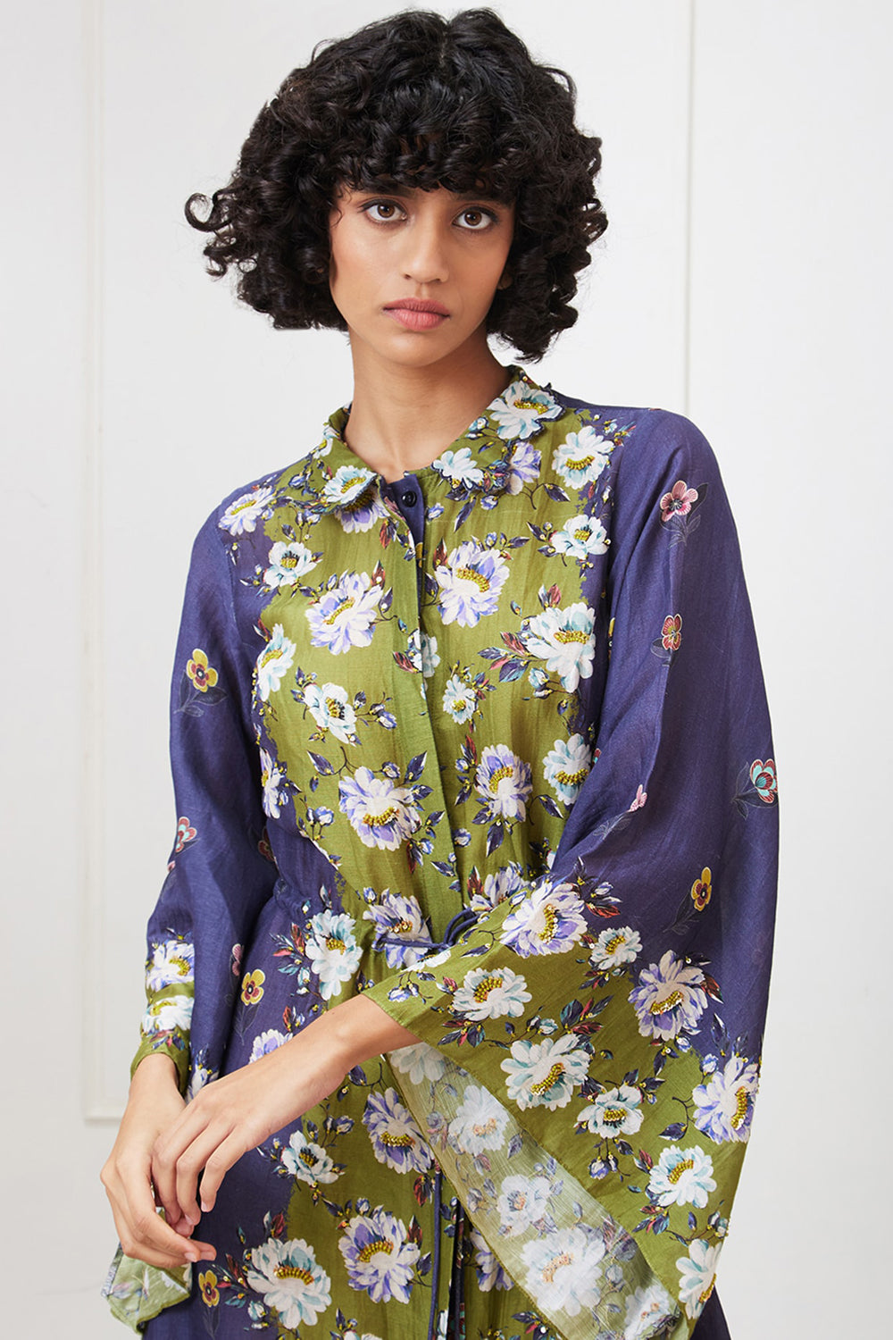 Tasnim Embellished Dress With Waist Tie-Up