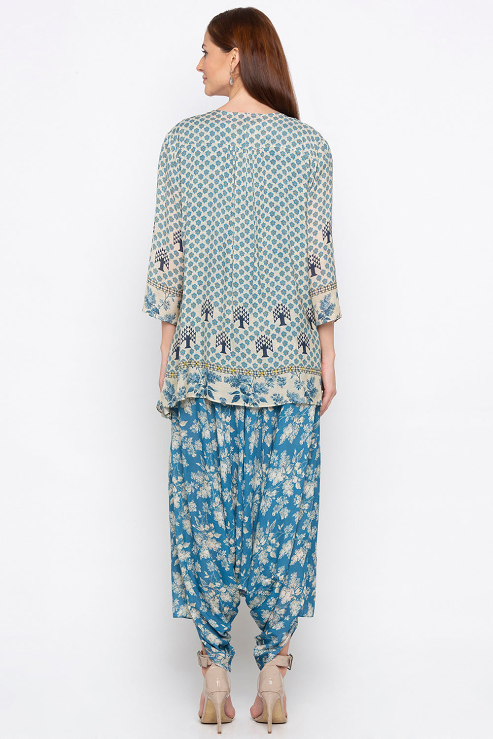 Applique Printed Jumpsuit With Jacket