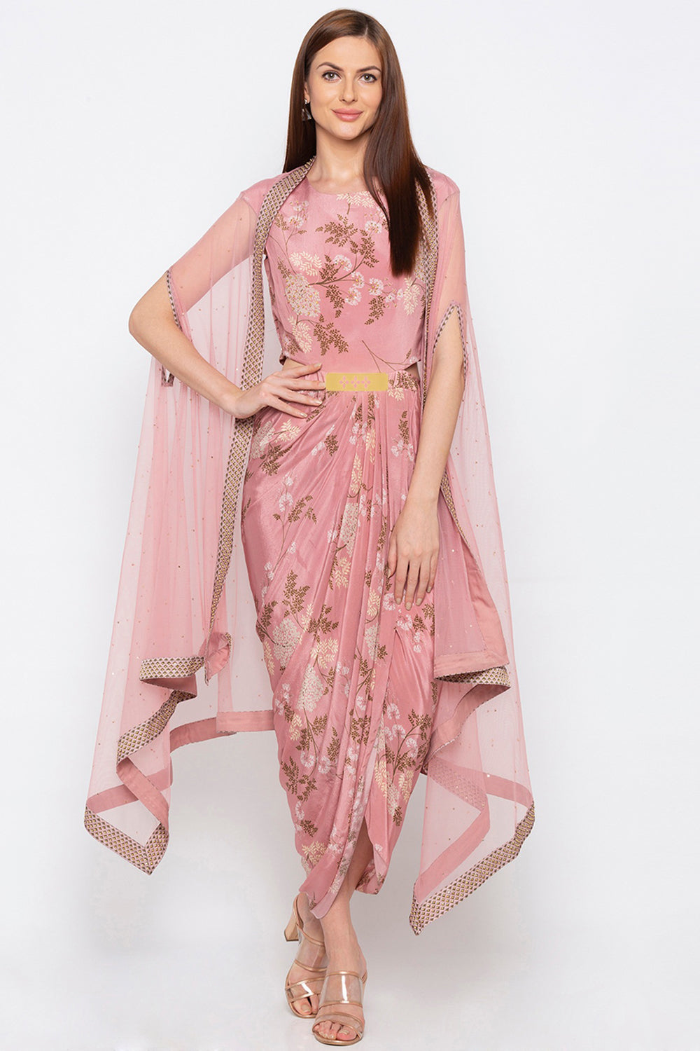 Windance Printed Dress With Cape