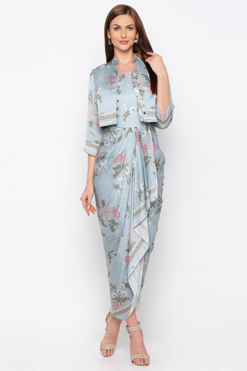 Windance Printed Dress With Short Jacket1