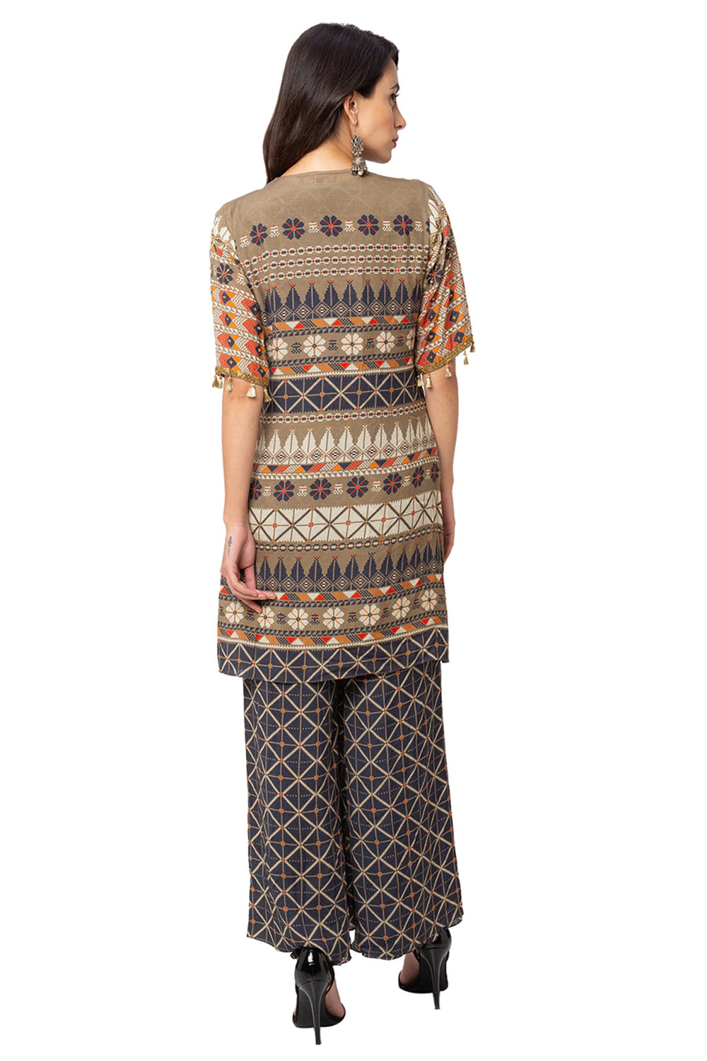 Printed Jumpsuit With Embroidered Jacket