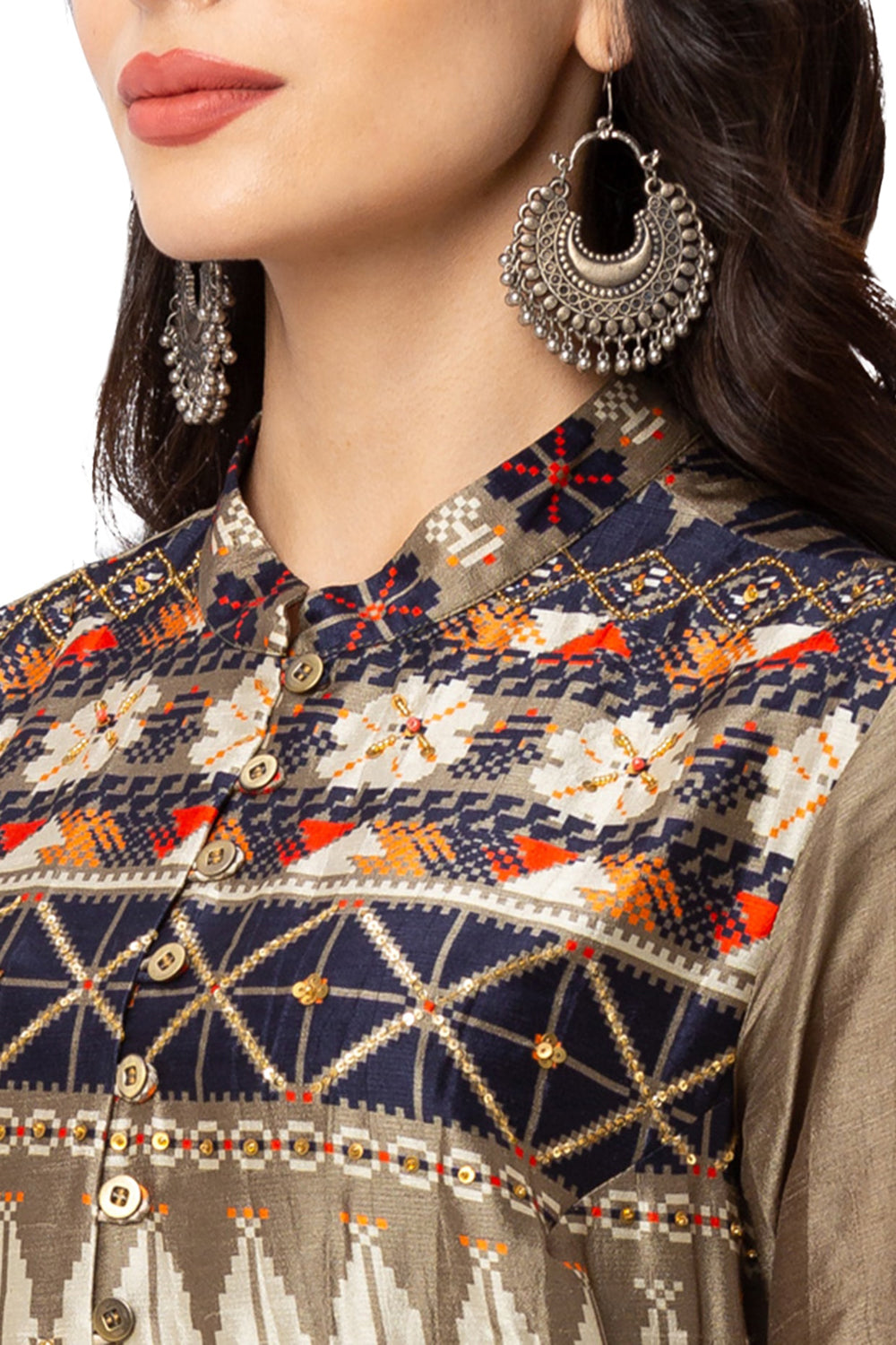 Embroidered Kurta With Printed Palazzo Pants