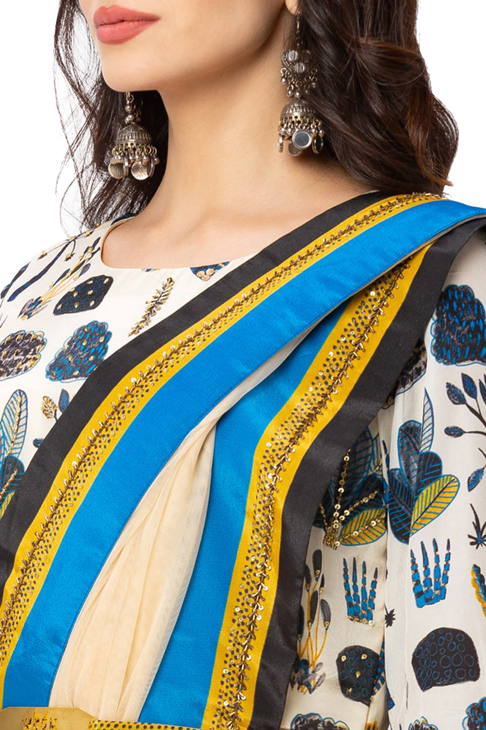 Printed Drape Saree With Belt