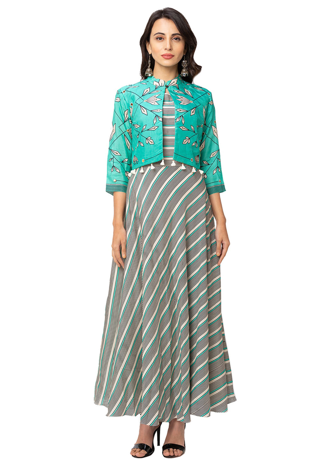 Asymmetrical Printed Dress With Jacket