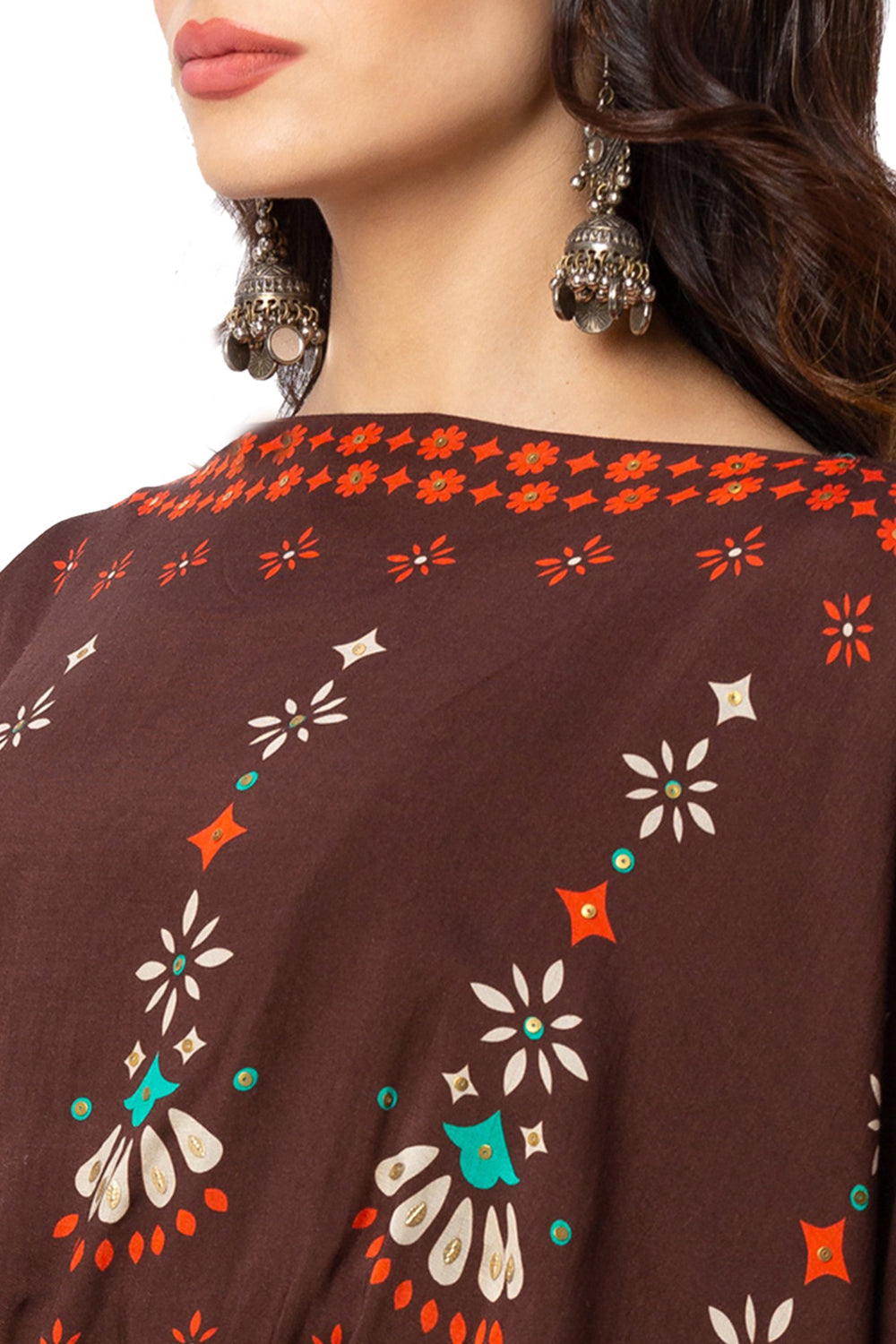 Printed Crop Top With Flared Skirt