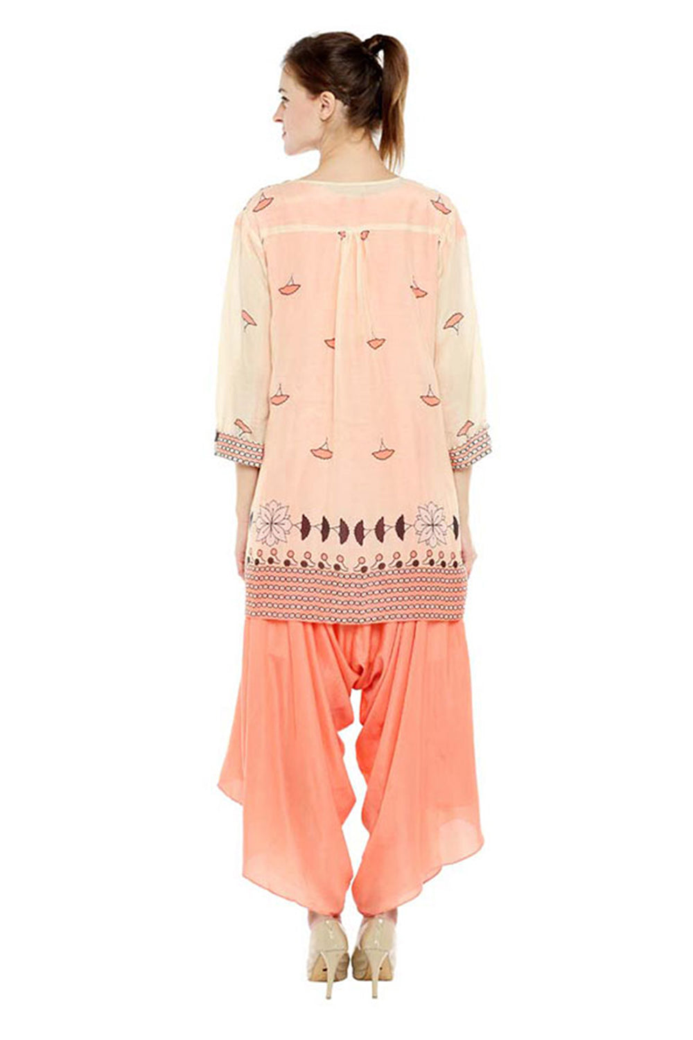 Bagru Printed Cowl Jumpsuit With Jacket