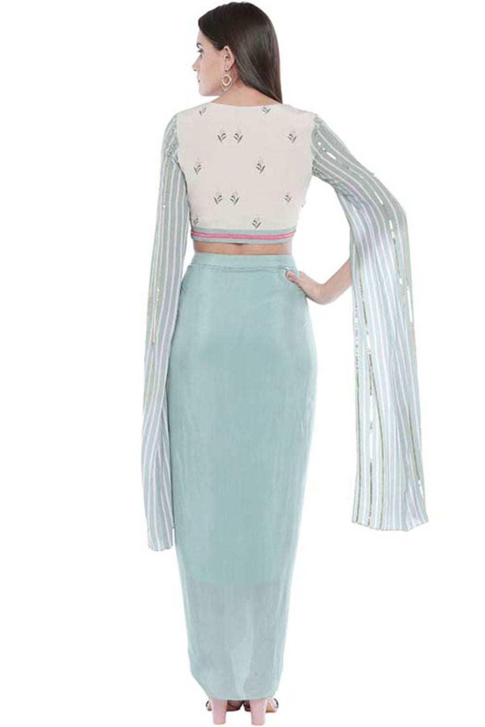 Palash Printed Drape Skirt With Crop Top