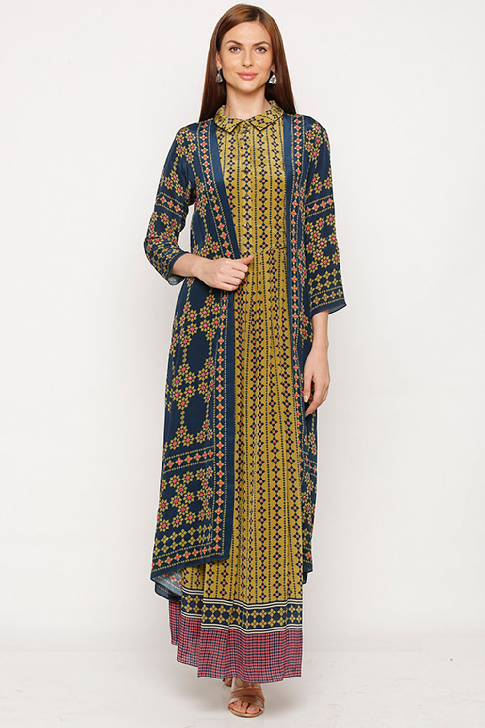 Tiraz Printed Long Dress With Jacket