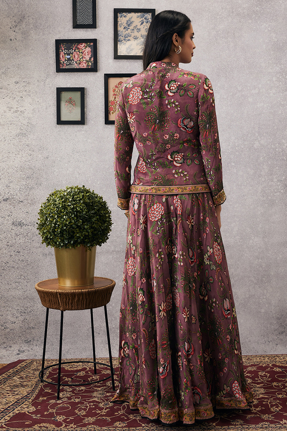 Mehr Embroidered Jacket With Flared Pants