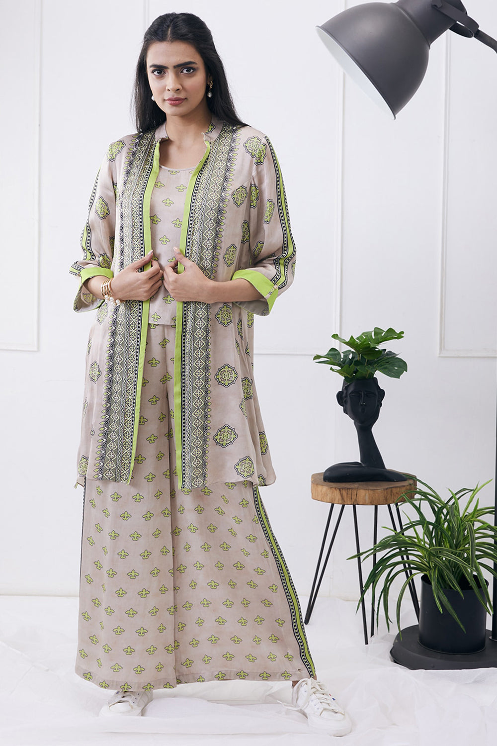 Ela Printed Co-Ord Set With Jacket