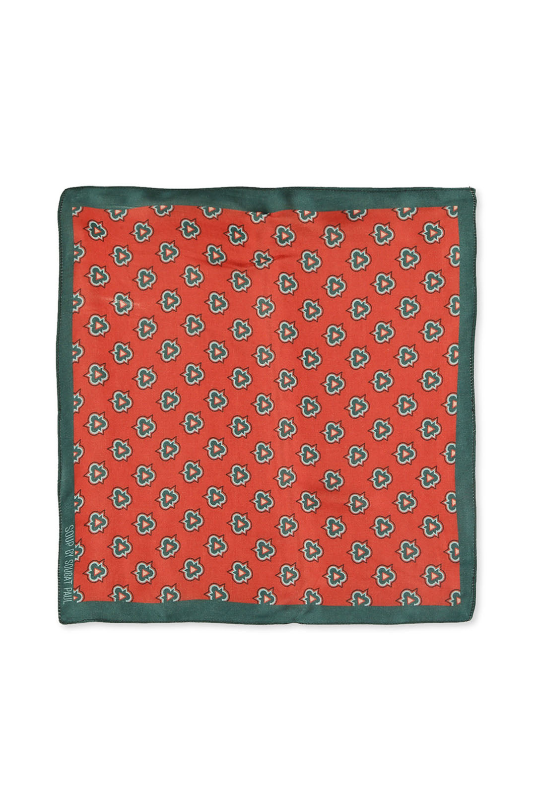 Red Ethnic Folklore Printed Pocket Square