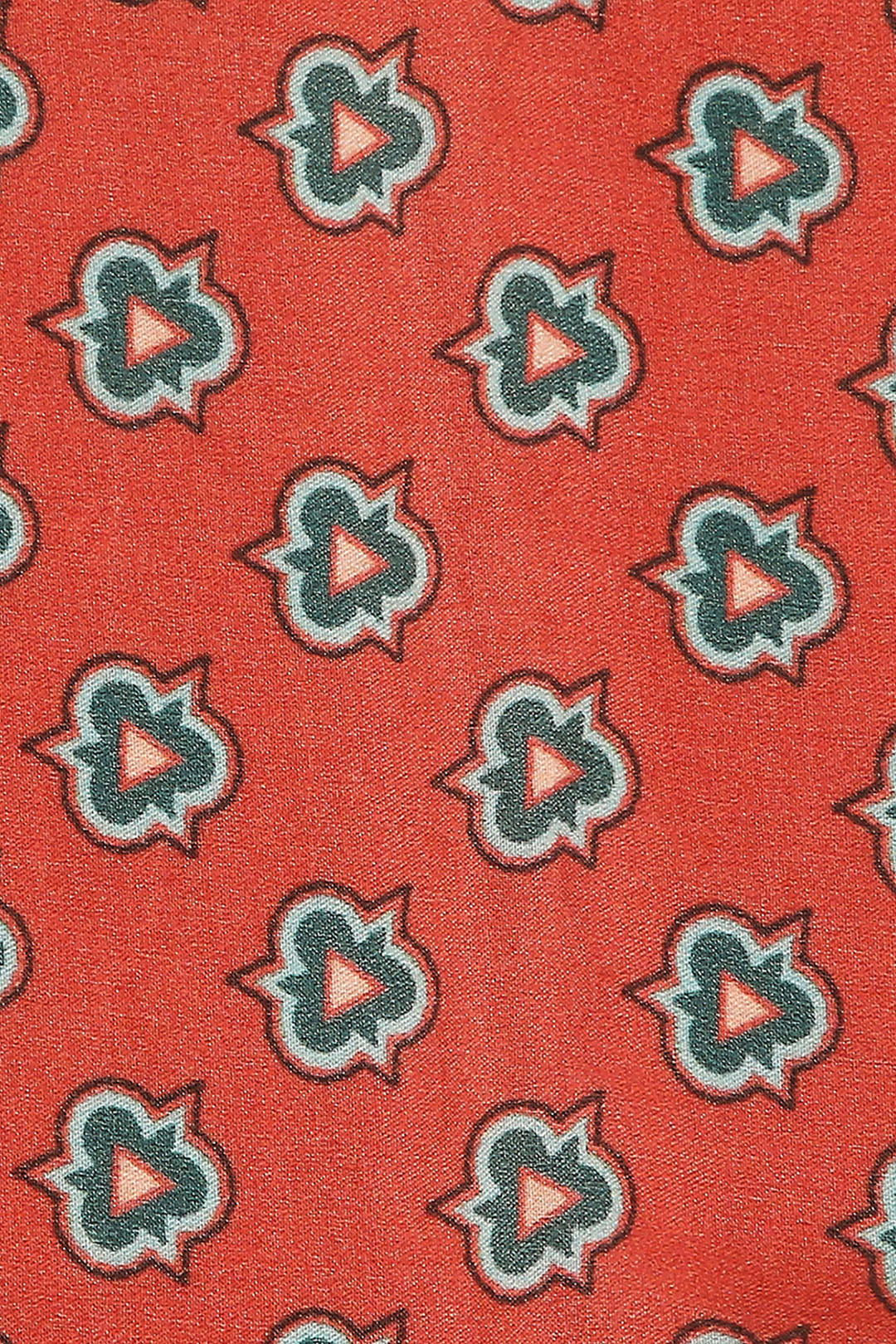 Red Ethnic Folklore Printed Pocket Square