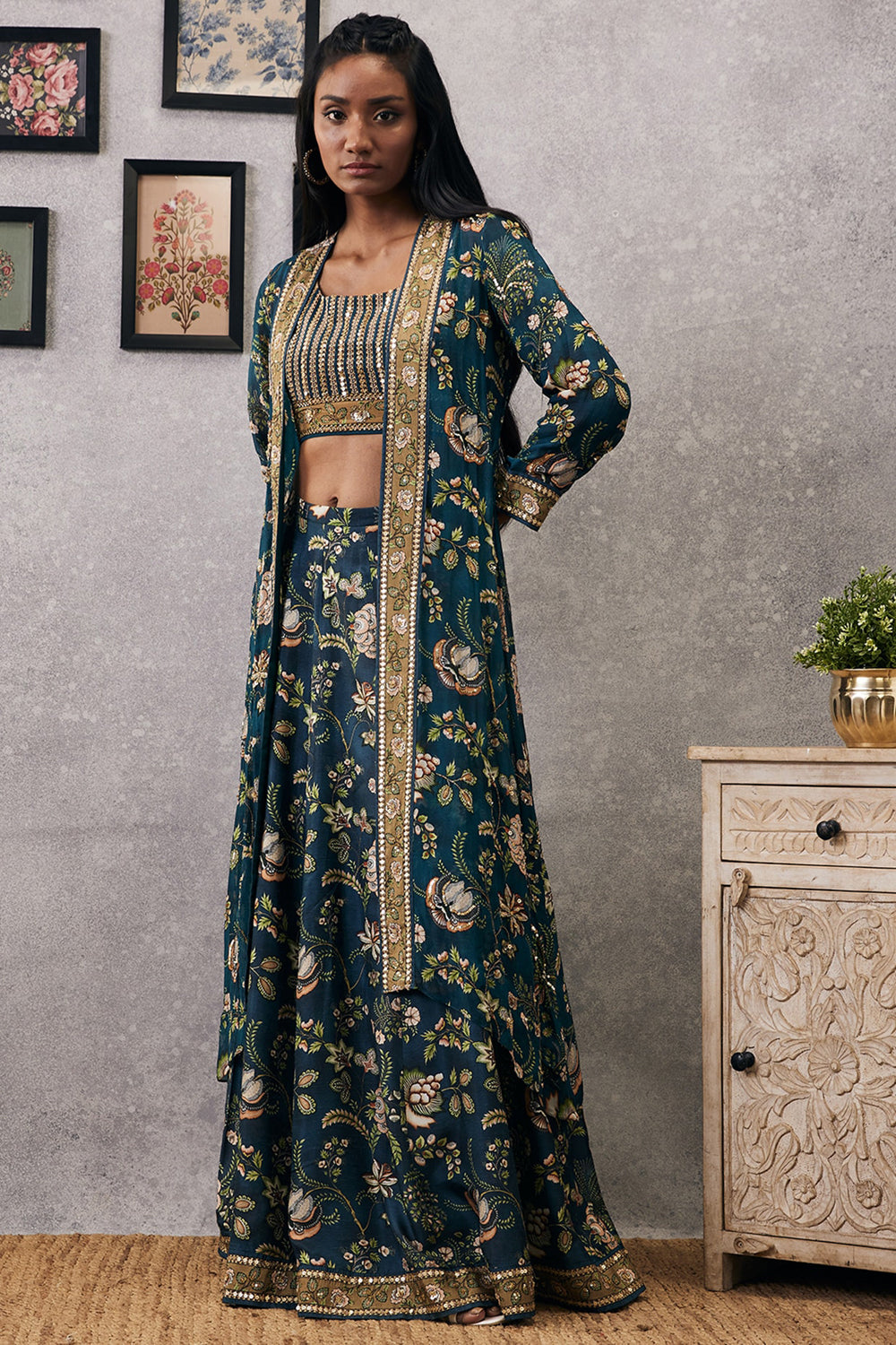 Mehr Embroidered Lehenga Set With Jacket