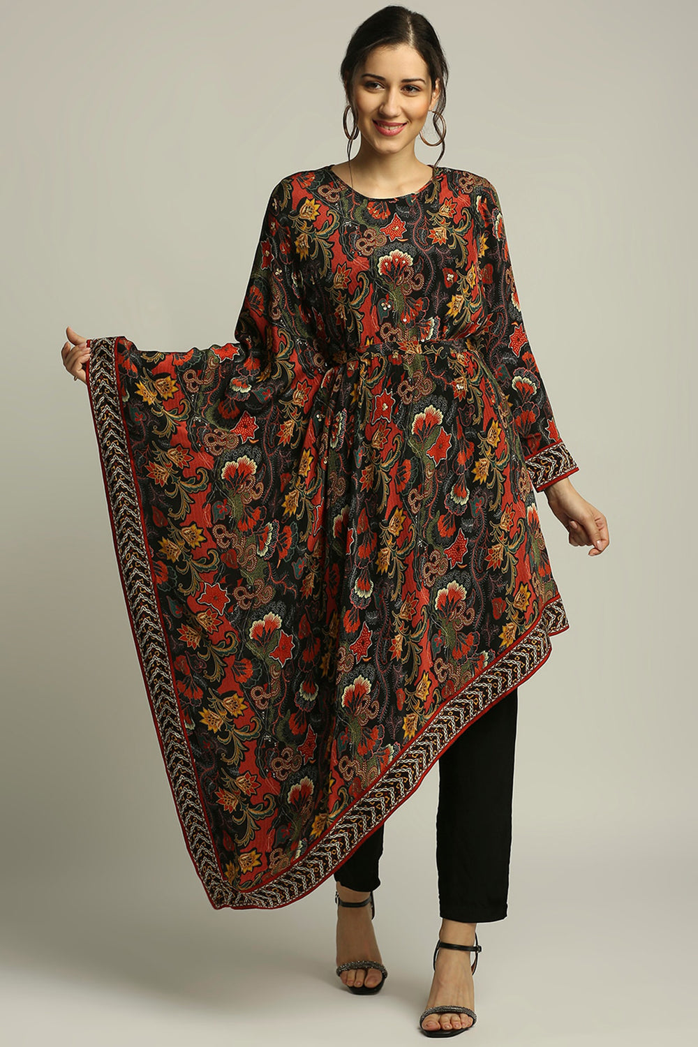 Batik Printed Asymmetrical Kurta With Pant