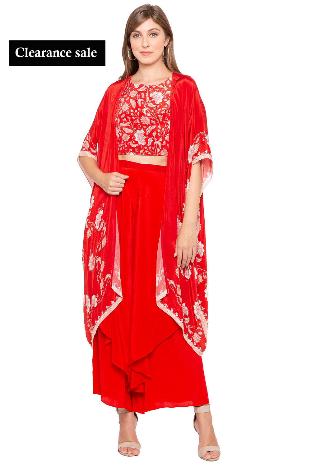 Wild-Flower Printed Pant Set With Jacket