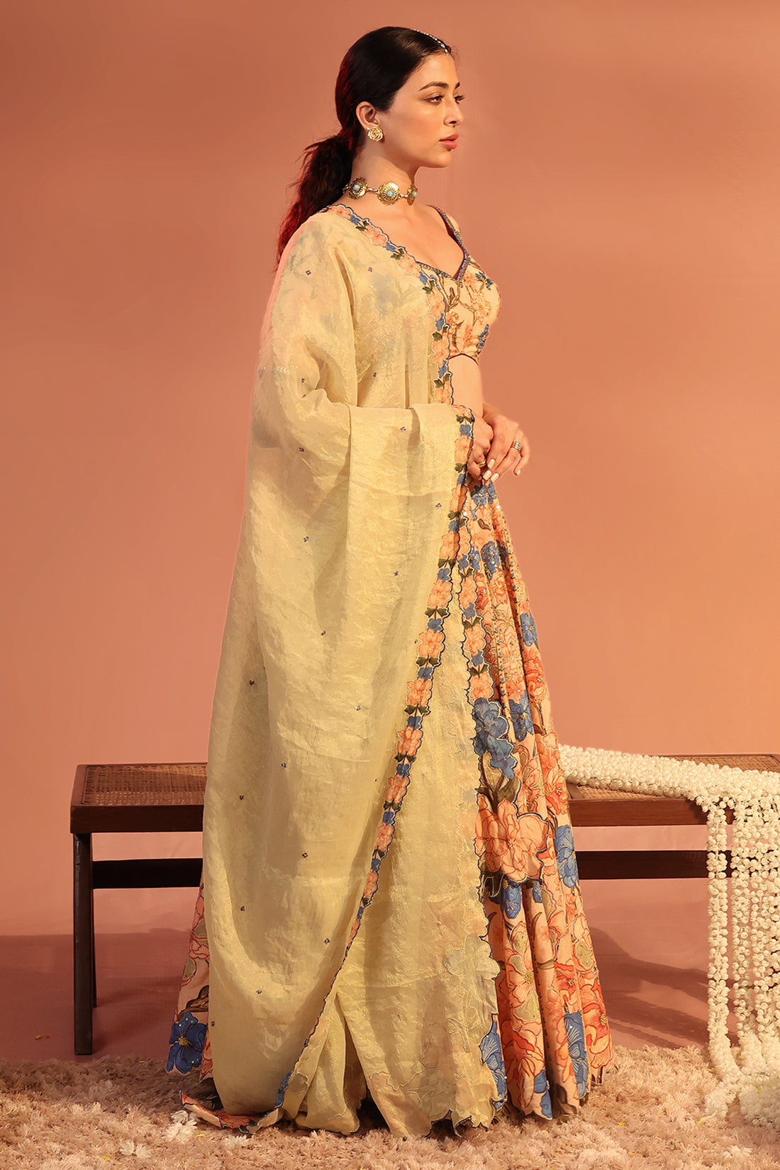 Pink	Sadira Embroidered Lehenga Set