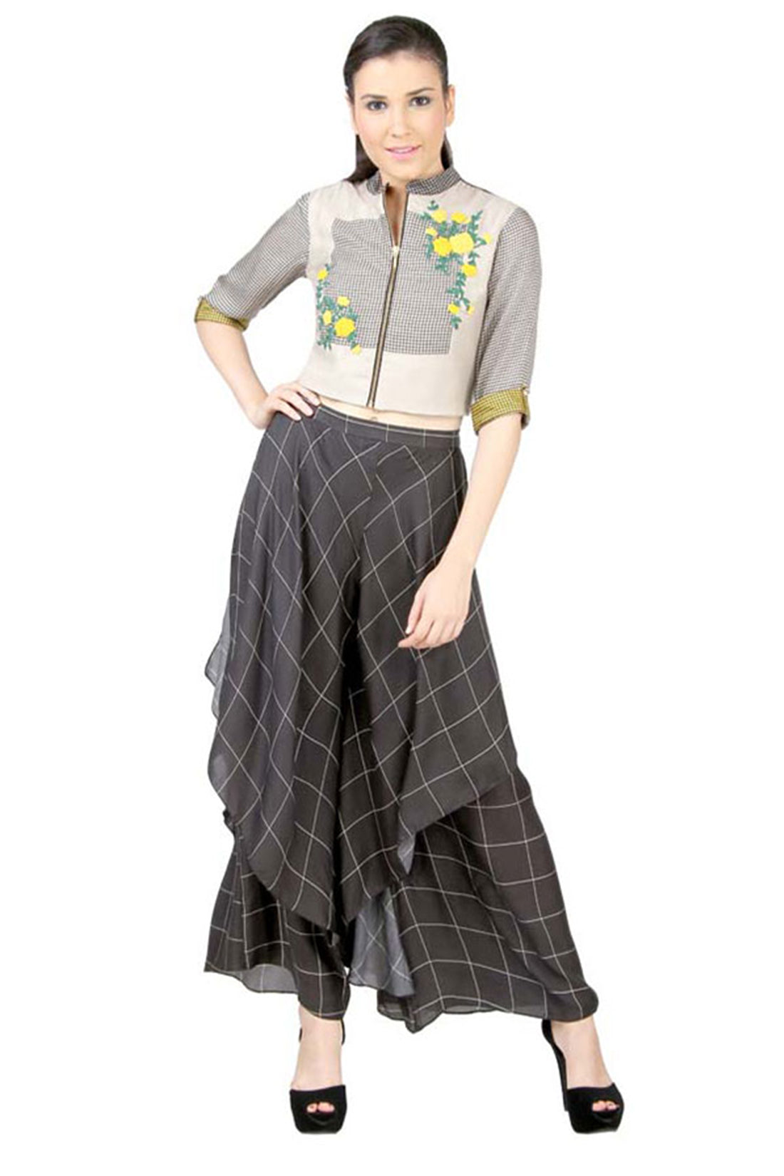 Bullion Flower Printed Pant Set